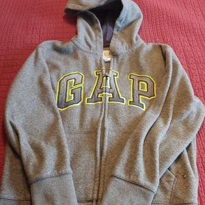 The GAP kids size medium fleece hoodie- gray